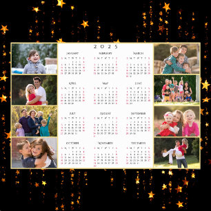Personalized 8 Family Photo Collage 2025 Calendar Poster