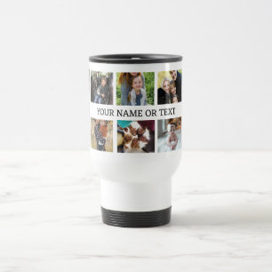 Personalized 8 Family Photo Collage with name Travel Mug