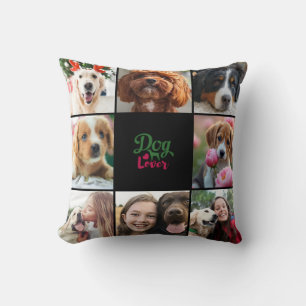 Personalized 8 Photo Collage Dog Pet Lover Gift  Throw Pillow