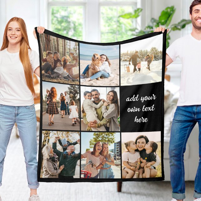 Personalized 8 Photo Collage Fleece Blanket (Creator Uploaded)