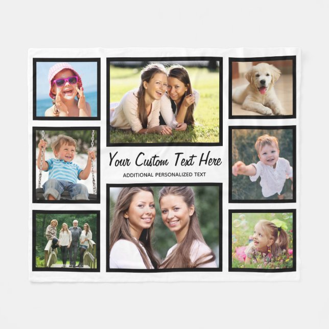 Personalized 8 Photo Collage Fleece Blanket (Front (Horizontal))