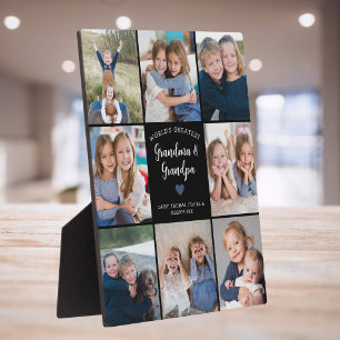 Personalized 8 Photo Collage Grandparents Modern  Plaque