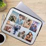 Personalized 8 Photo Collage Modern white Leather  Laptop Sleeve<br><div class="desc">Showcase your favorite memories in style with this elegant photo collage design featuring a white leather background. The layout displays multiple photos in a clean grid, creating a modern and timeless look that highlights your most special moments together. The rich leather texture adds a sophisticated touch, making it perfect for...</div>