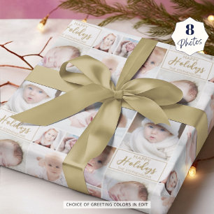Personalized 8 Photo Custom Greeting and Colour Wrapping Paper