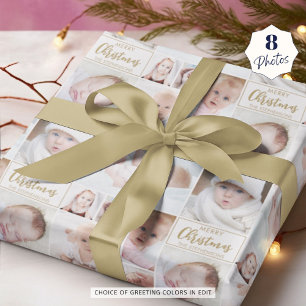 Personalized 8 Photo Custom Greeting and Colour Wrapping Paper