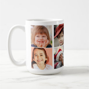"Personalized 8 Photo Grid Collage White  Coffee Mug
