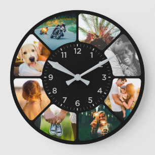 Personalized 8 Rounded Photos Large Clock