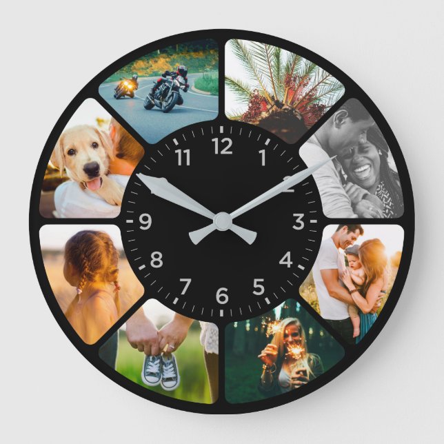 Personalized 8 Rounded Photos Large Clock (Front)