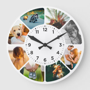 Personalized 8 Rounded Photos Large Clock
