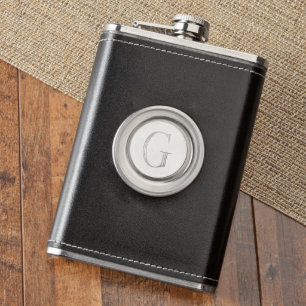 Personalized 8oz Leather Flask/Folding Shot Glass