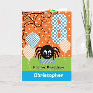 Personalized 8th Birthday Halloween for Grandson Card