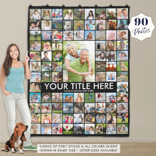 Personalized 90 Photo Collage Custom Colour Fleece Blanket