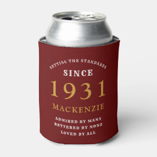 Personalized 90th Birthday 1931 Red Gold Huge Can Cooler
