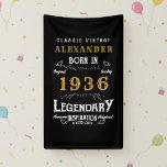 Personalized 90th Birthday 1936 Vintage Legend Banner<br><div class="desc">A personalized classic party banner for that special birthday born in 1936 and turning 90. Add the name to this vintage retro style black, white and gold design for a custom birthday gift. Easily edit the name and year with the template provided. A wonderful custom black birthday gift. More gifts...</div>
