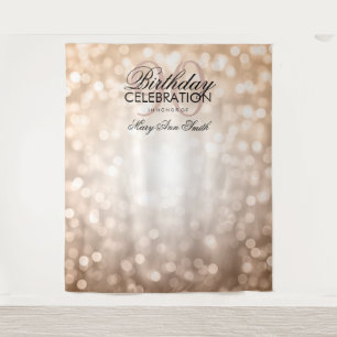 Personalized 90th Birthday Backdrop Rose Gold Tapestry