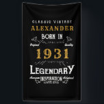 Personalized 90th Birthday Born 1931 Vintage Black Banner<br><div class="desc">A personalized classic party banner for that special birthday born in 1931 and turning 90. Add the name to this vintage retro style black, white and gold design for a custom 90th birthday gift. Easily edit the name and year with the template provided. A wonderful custom black birthday gift. More...</div>