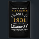 Personalized 90th Birthday Born 1931 Vintage Black Banner<br><div class="desc">A personalized classic party banner for that special birthday born in 1931 and turning 90. Add the name to this vintage retro style black, white and gold design for a custom 90th birthday gift. Easily edit the name and year with the template provided. A wonderful custom black birthday gift. More...</div>