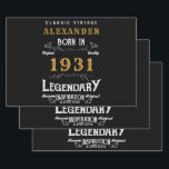 Personalized 90th Birthday Born 1931 Vintage Black Wrapping Paper Sheet<br><div class="desc">A personalized classic wrapping paper for that special birthday person born in 1931 and turning 90. Add the name to this vintage retro style black, white and gold design for a custom 90th birthday gift. Easily edit the name and year with the template provided. A wonderful custom black birthday gift....</div>
