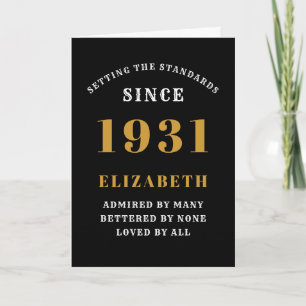 Personalized 90th Birthday Born 1931Black Gold Card