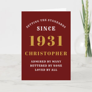 Personalized 90th Birthday Born 1931Red Gold Card