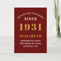 Personalized 90th Birthday Born 1931Red Gold