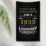 Personalized 90th Birthday Born 1935 Vintage Black Banner<br><div class="desc">A personalized classic party banner for that special birthday born in 1935 and turning 90. Add the name to this vintage retro style black, white and gold design for a custom birthday gift. Easily edit the name and year with the template provided. A wonderful custom black birthday gift. More gifts...</div>