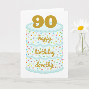 Personalized 90th Birthday Card, Custom Name Card