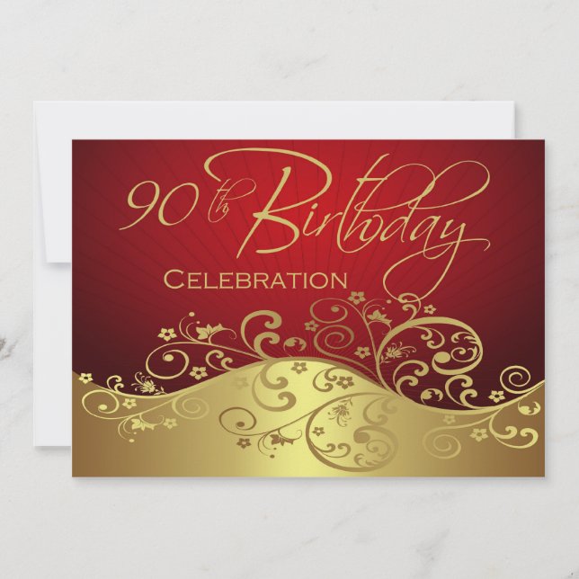 Personalized 90th Birthday Party Invitations (Front)