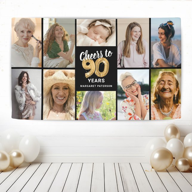 Personalized 90th Birthday Photo Collage Banner (Creator Uploaded)