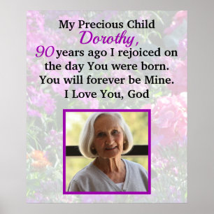 PERSONALIZED 90TH BIRTHDAY PHOTO PRAYER POSTER