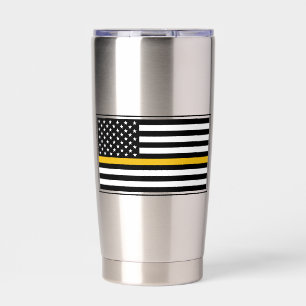 Personalized 911 Dispatcher Flag Thin Gold Line Insulated Tumbler