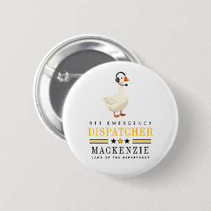 Personalized 911 Dispatcher Goose With Headset 2 Inch Round Button