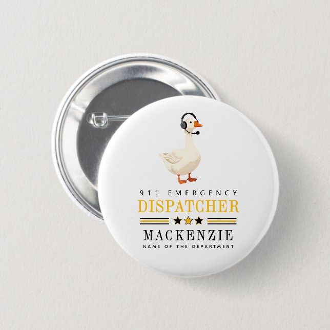 Personalized 911 Dispatcher Goose With Headset 2 Inch Round Button (Front & Back)