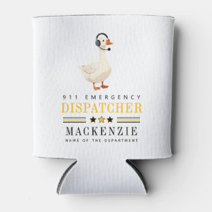 Personalized 911 Dispatcher Goose With Headset Can Cooler