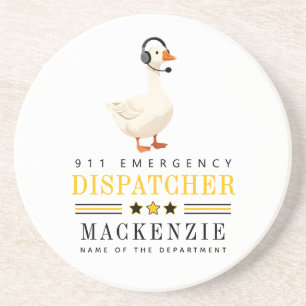 Personalized 911 Dispatcher Goose With Headset Coaster
