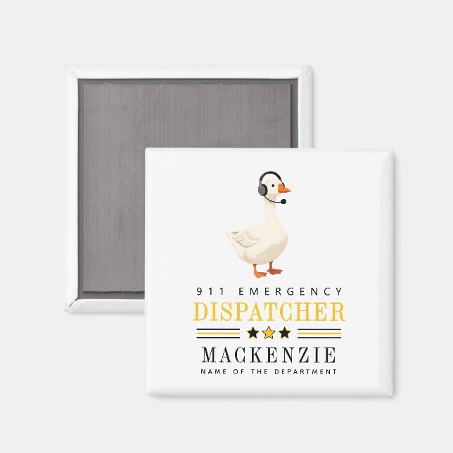 Personalized 911 Dispatcher Goose With Headset Magnet (Front/Back)