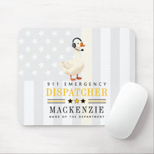 Personalized 911 Dispatcher Goose With Headset Mouse Pad