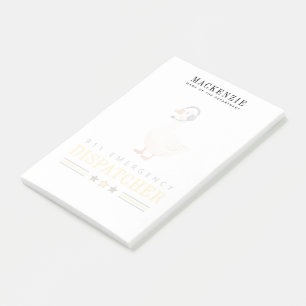 Personalized 911 Dispatcher Goose With Headset Post-it Notes