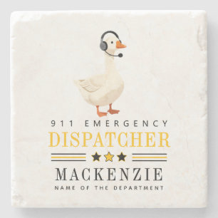 Personalized 911 Dispatcher Goose With Headset Stone Coaster