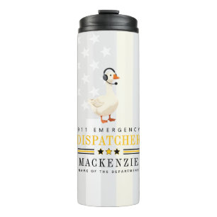 Personalized 911 Dispatcher Goose With Headset Thermal Tumbler