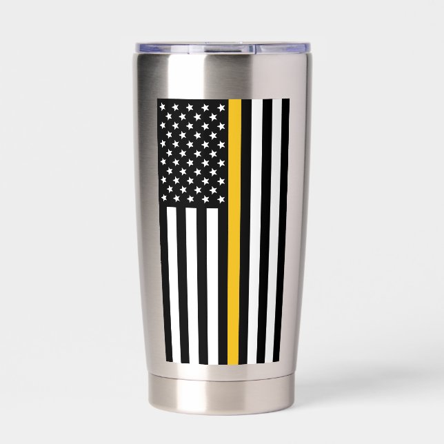 Personalized 911 Dispatcher Thin Gold Line Flag Insulated Tumbler (Front)