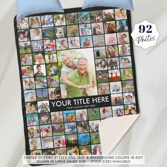 Personalized 92 Photo Collage Custom Colour Sherpa Blanket (Creator Uploaded)