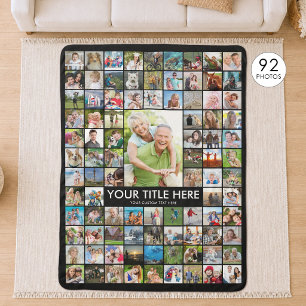 Personalized 92 Photo Collage Custom Colour Sherpa Blanket