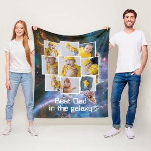 Personalized 9 Photo and Text Best in the Galaxy Fleece Blanket