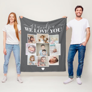 Personalized 9 Photo and Text Photo Collage Fleece Blanket