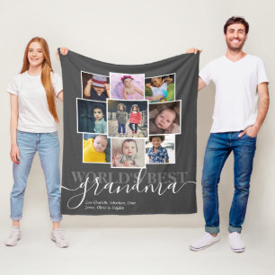 Personalized 9 Photo and Text Photo Collage Fleece Blanket