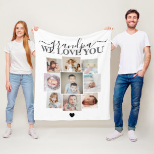 Personalized 9 Photo and Text Photo Collage Fleece Blanket