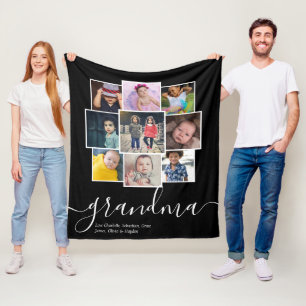 Personalized 9 Photo and Text Photo Collage Fleece Blanket