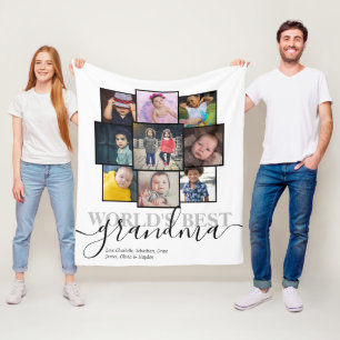 Personalized 9 Photo and Text Photo Collage Fleece Blanket