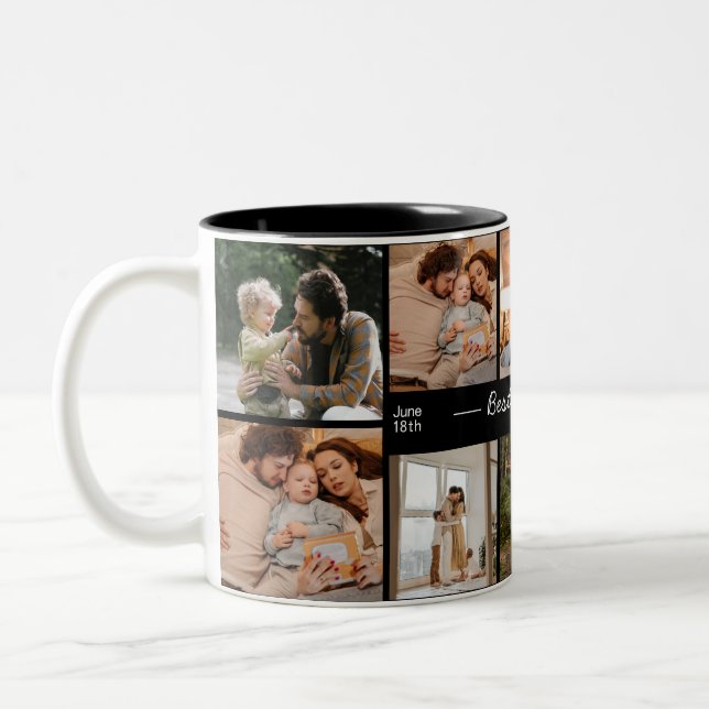 Personalized 9-Photo Best Daddy Ever Father's Day Two-Tone Coffee Mug (Left)